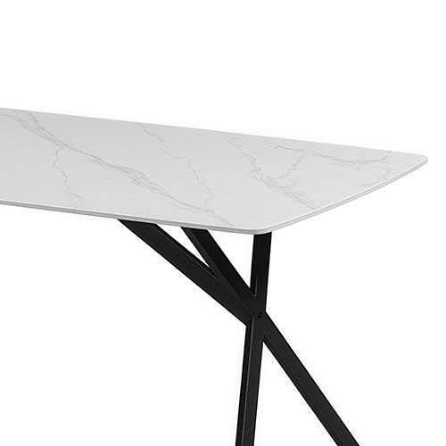 Dining Set Sintered Stone Table Faux Leather chairs