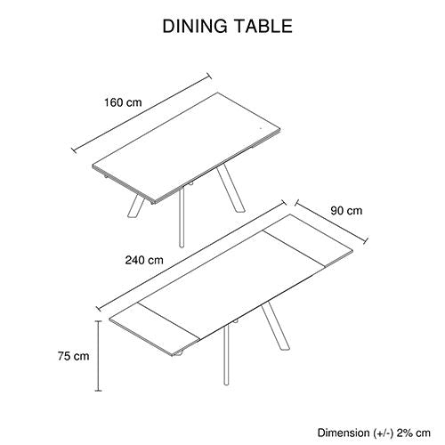 Sintered Stone Top Sturdy Feet Powder Coating Dining Table