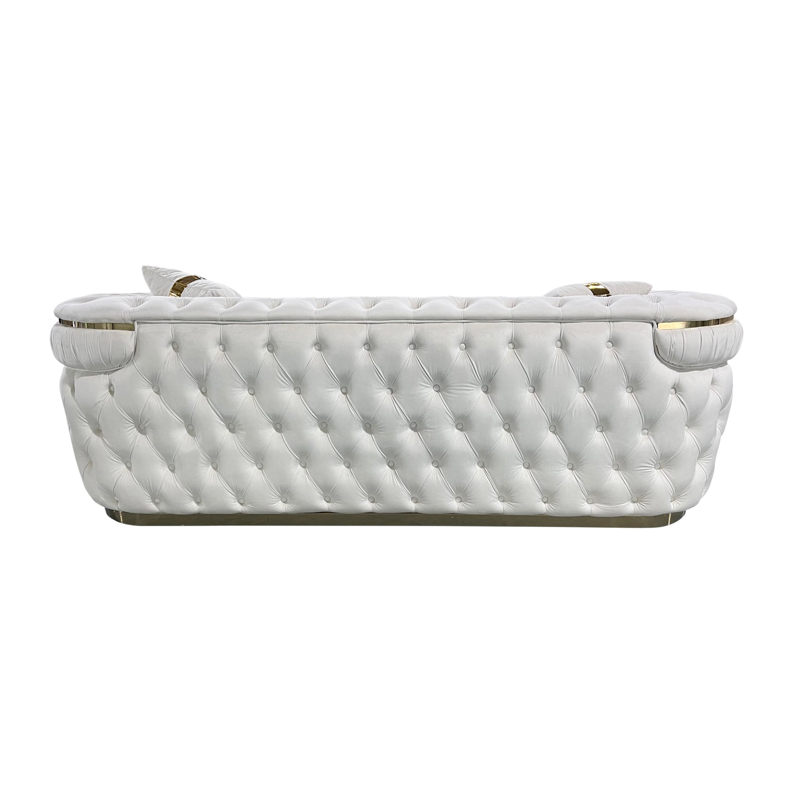 3-1-1 Seater Sofa Set Beige Velvet Fabric Solid Wood construction Gold Stainless Steel Trim