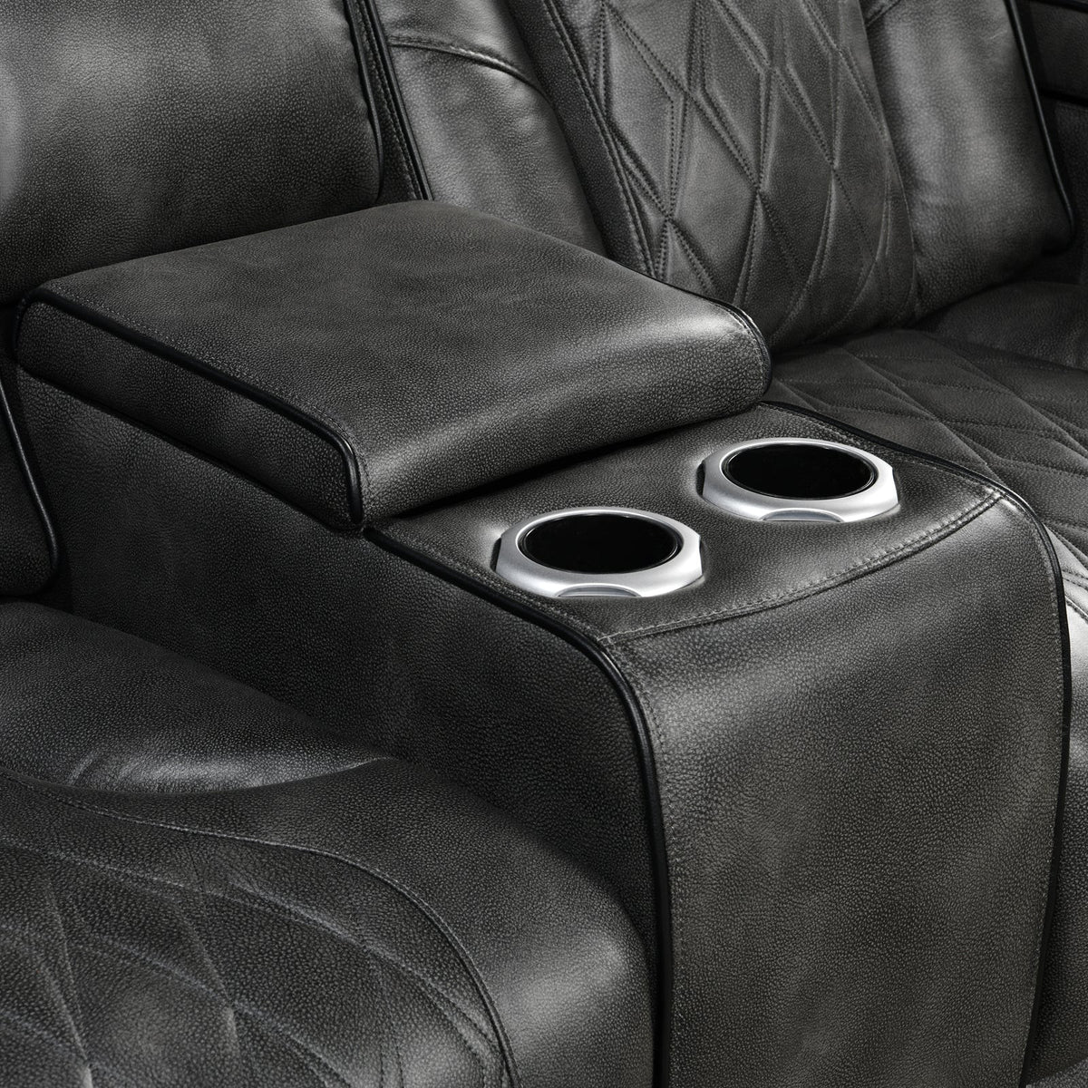 3-2 Seater Electric Air Leather Dark Grey Recliner Set