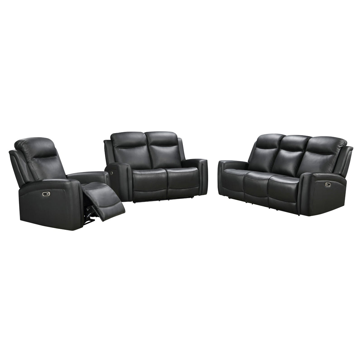 3-2 Seater Electric Leather/PVC Black Recliner Set