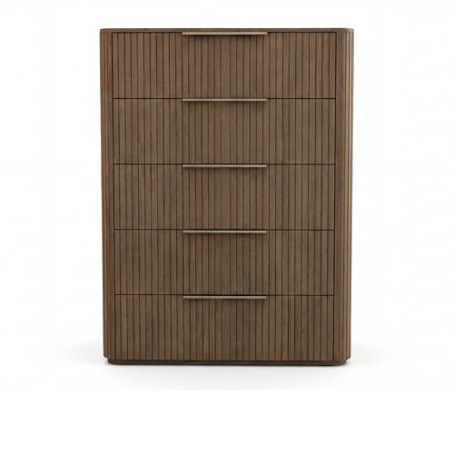 Solid Rubber Wood Tallboy with Storage Drawer in oak colour