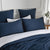 CleverPolly Vintage Washed Microfibre Quilt Cover Set (2Pcs) - Navy - Single Size