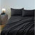 CleverPolly Vintage Washed Microfibre Sheet Set with 1 Pillowcase - Black - Single