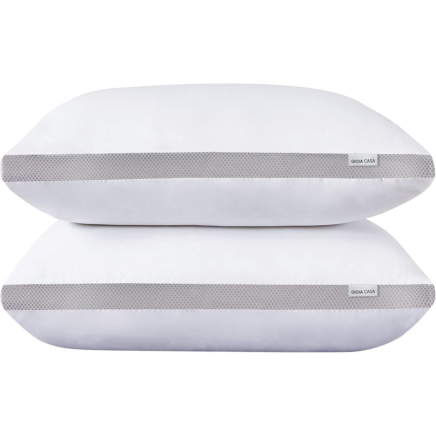 Gioia Casa Bamboo Cooling Pillows Twin Pack - Luxury Plush Down-Like Microfibre Pillows for Bedding - Ultra Soft, Comfy & Breathable Standard Pillows