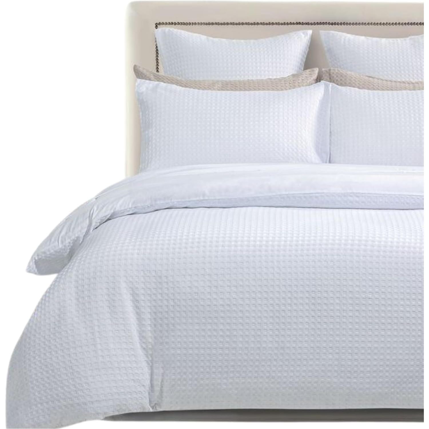 CleverPolly 100% Premium Waffle Microfibre Quilt Cover Set (3Pcs) - White - Double