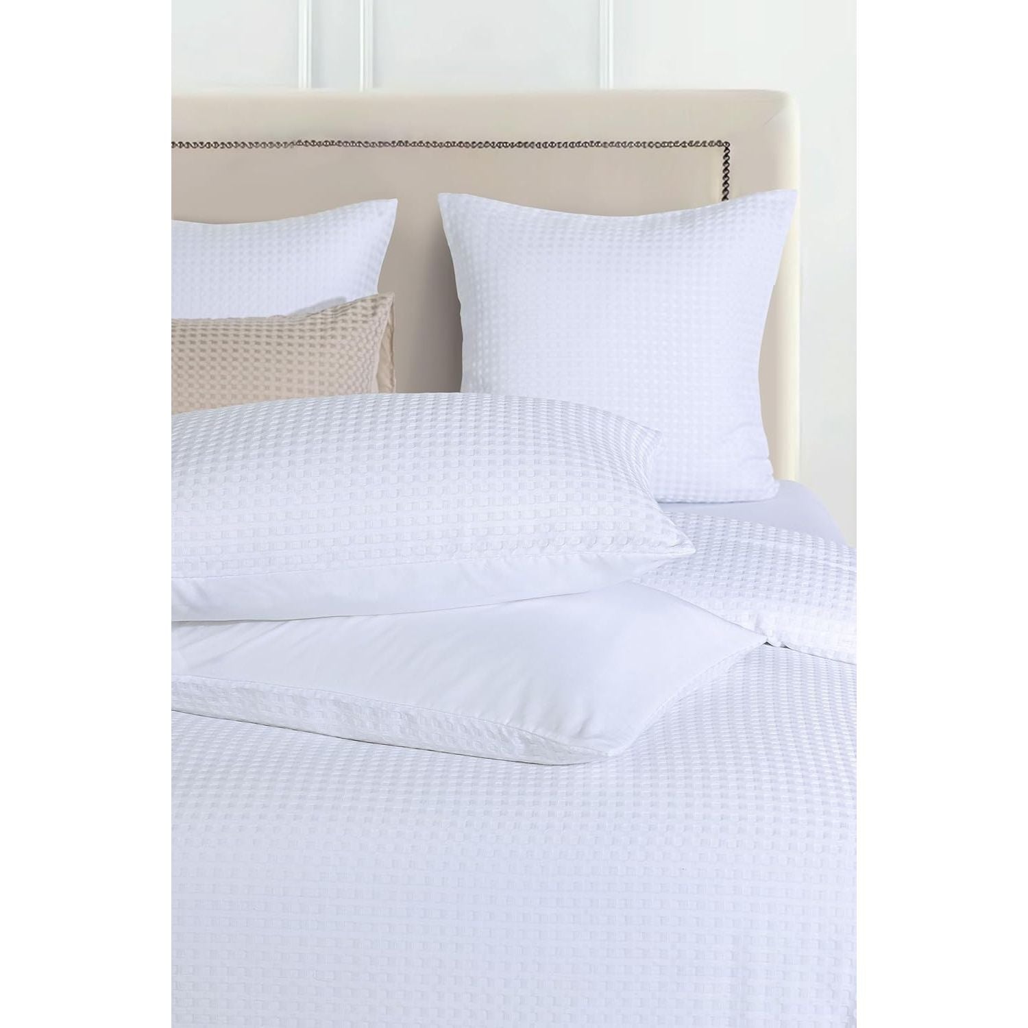 CleverPolly 100% Premium Waffle Microfibre Quilt Cover Set (3Pcs) - White - Double