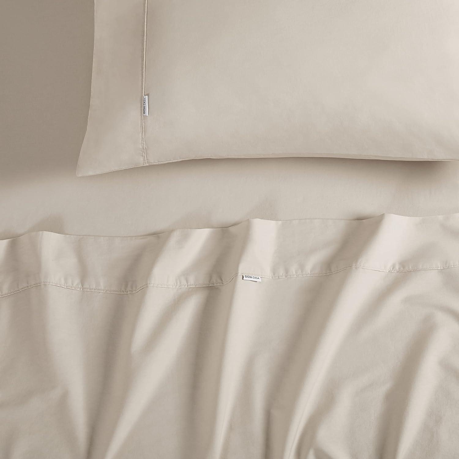 Gioia Casa Vintage Washed 100% Cotton Sheet Set with 2 Pillowcases - Natural - Double