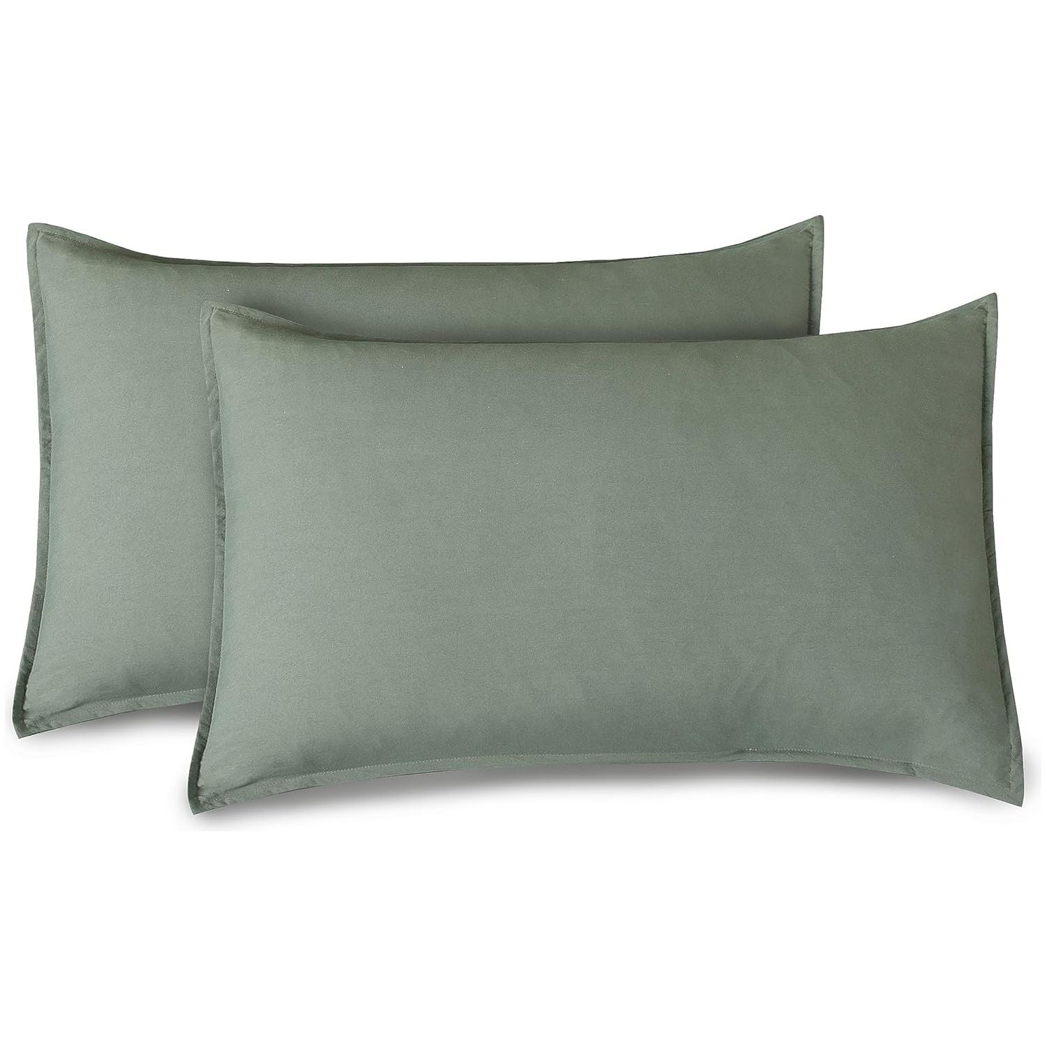 CleverPolly Vintage Washed Microfibre Sheet Set with 2 Pillowcases - Khaki Green - Double