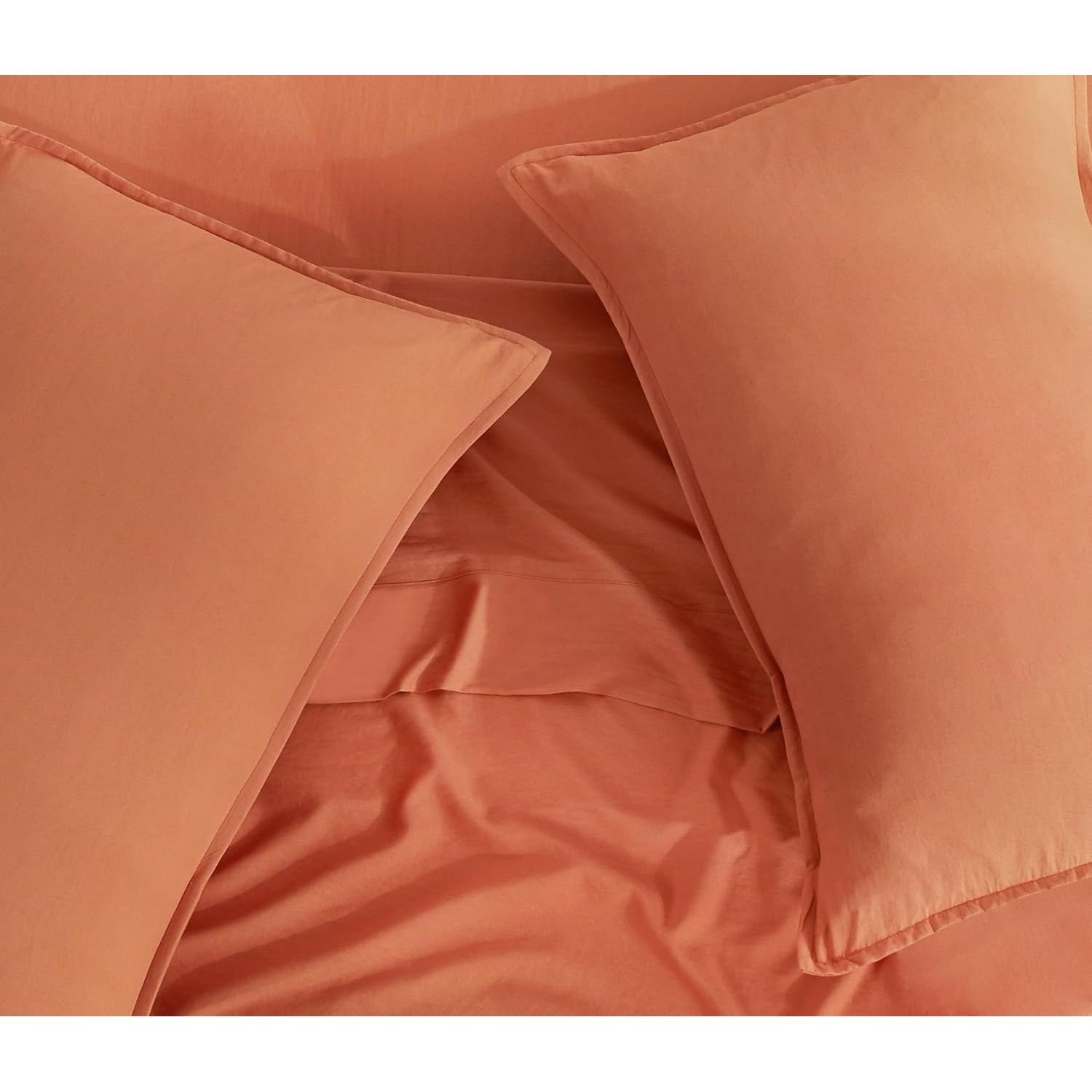 CleverPolly Vintage Washed Microfibre Sheet Set with 2 Pillowcases - Terracotta - Double