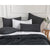 CleverPolly Vintage Washed Microfibre Quilt Cover Set (3Pcs) - Black - Queen Size