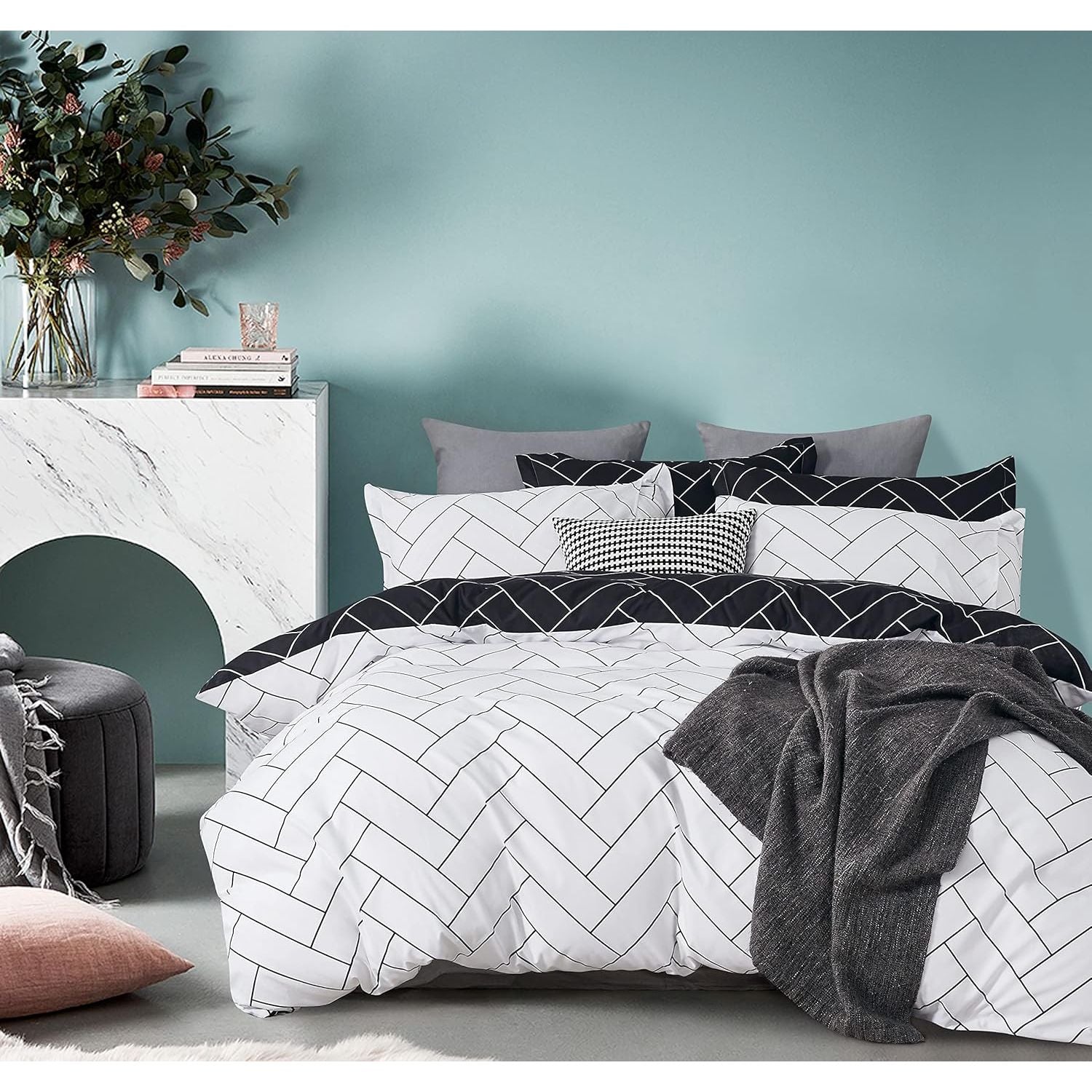 CleverPolly Print Microfibre Quilt Cover Set (3Pcs) - Ultra Soft, Comfy, Luxurious Duvet Cover with Zipper Closure - Elegant Design Quilt Cover Set for Bedding - Glen - Queen Size