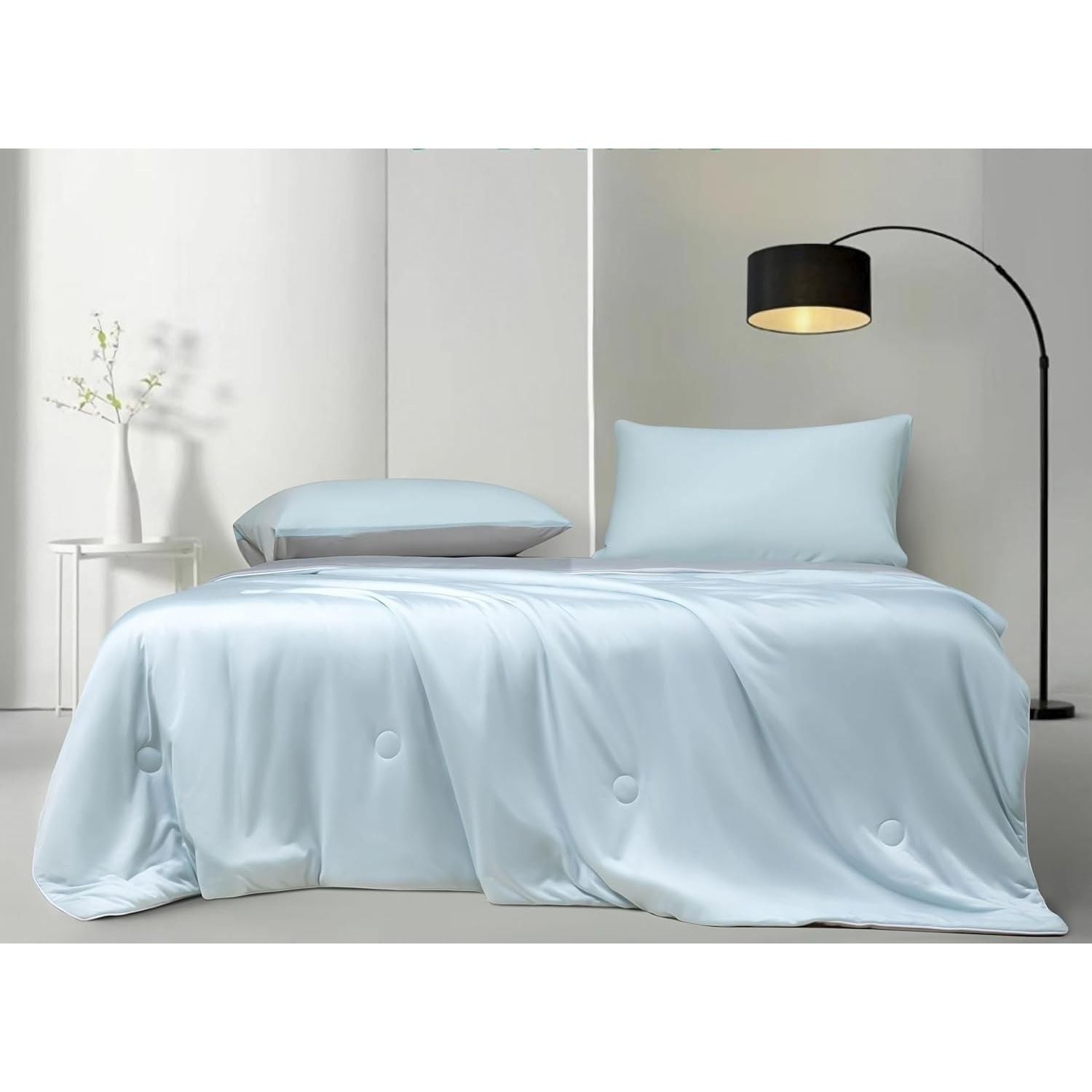 Gioia Casa Ice Cooling Reversible Summer Comforter Blanket (Blue and Grey, Queen/King)