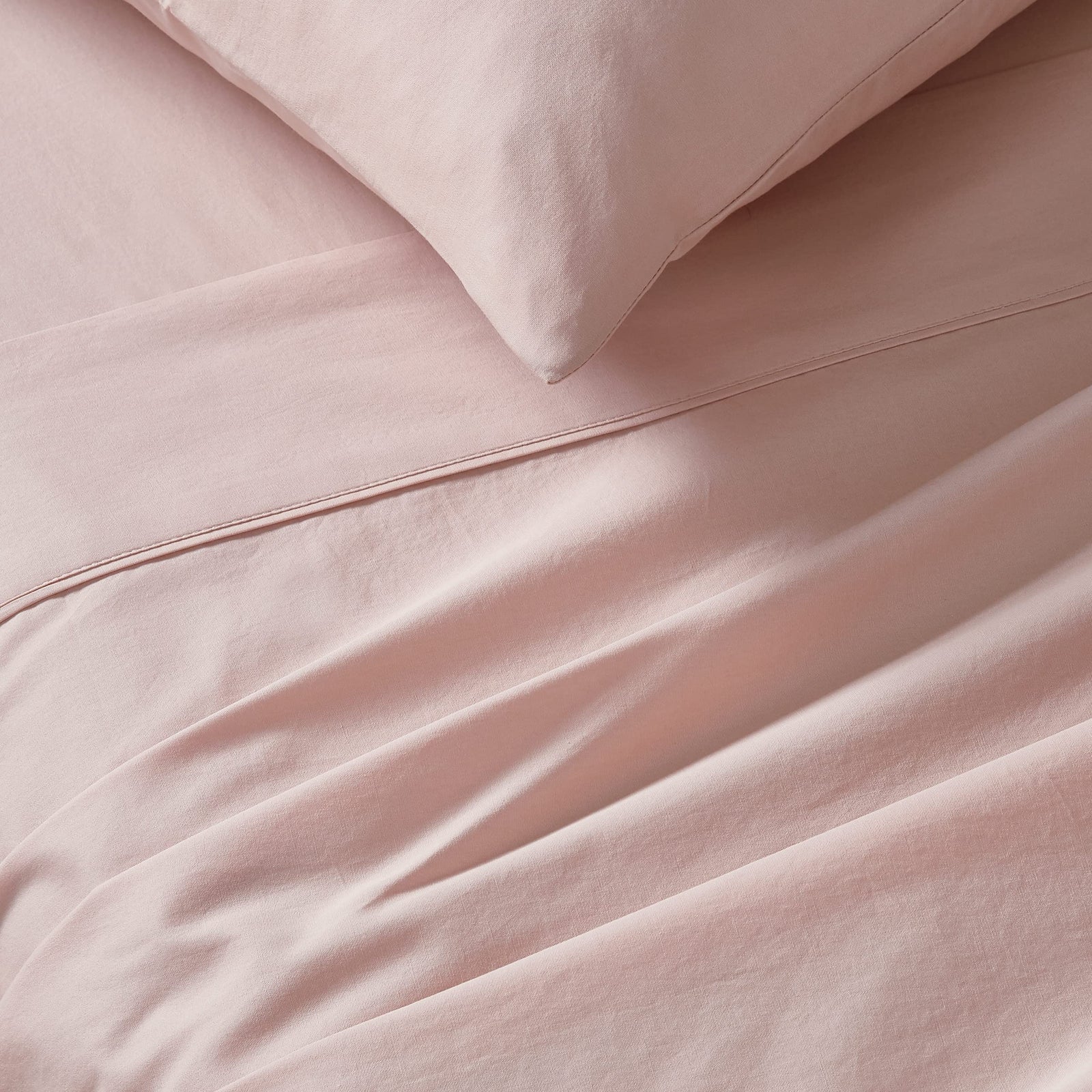 Vintage Washed 100% Cotton Sheet Set with 2 Pillowcases - Pink - Queen Size