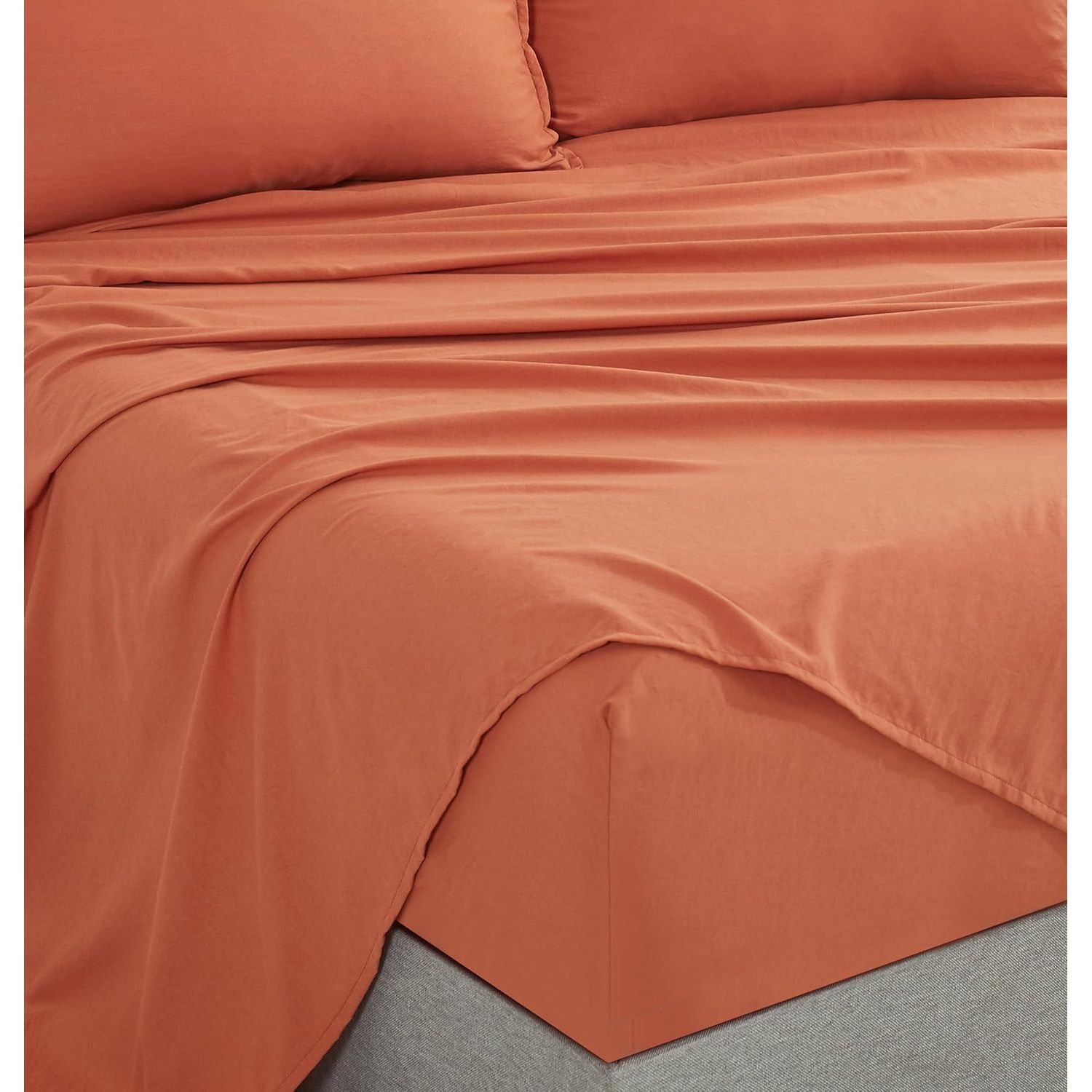 CleverPolly Vintage Washed Microfibre Sheet Set with 2 Pillowcases - Terracotta - Queen