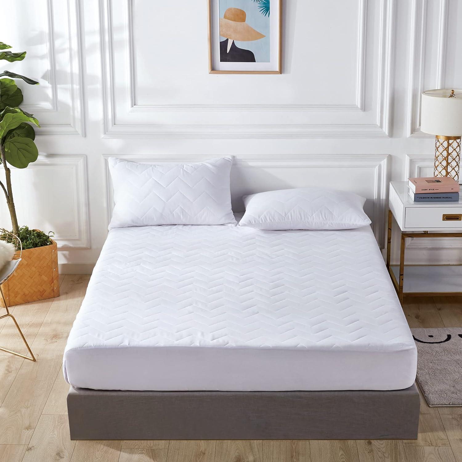 Gioia Casa 100% Ultra-Soft Cotton Quilted Anti-Microbial Mattress Cover Protector - King Size