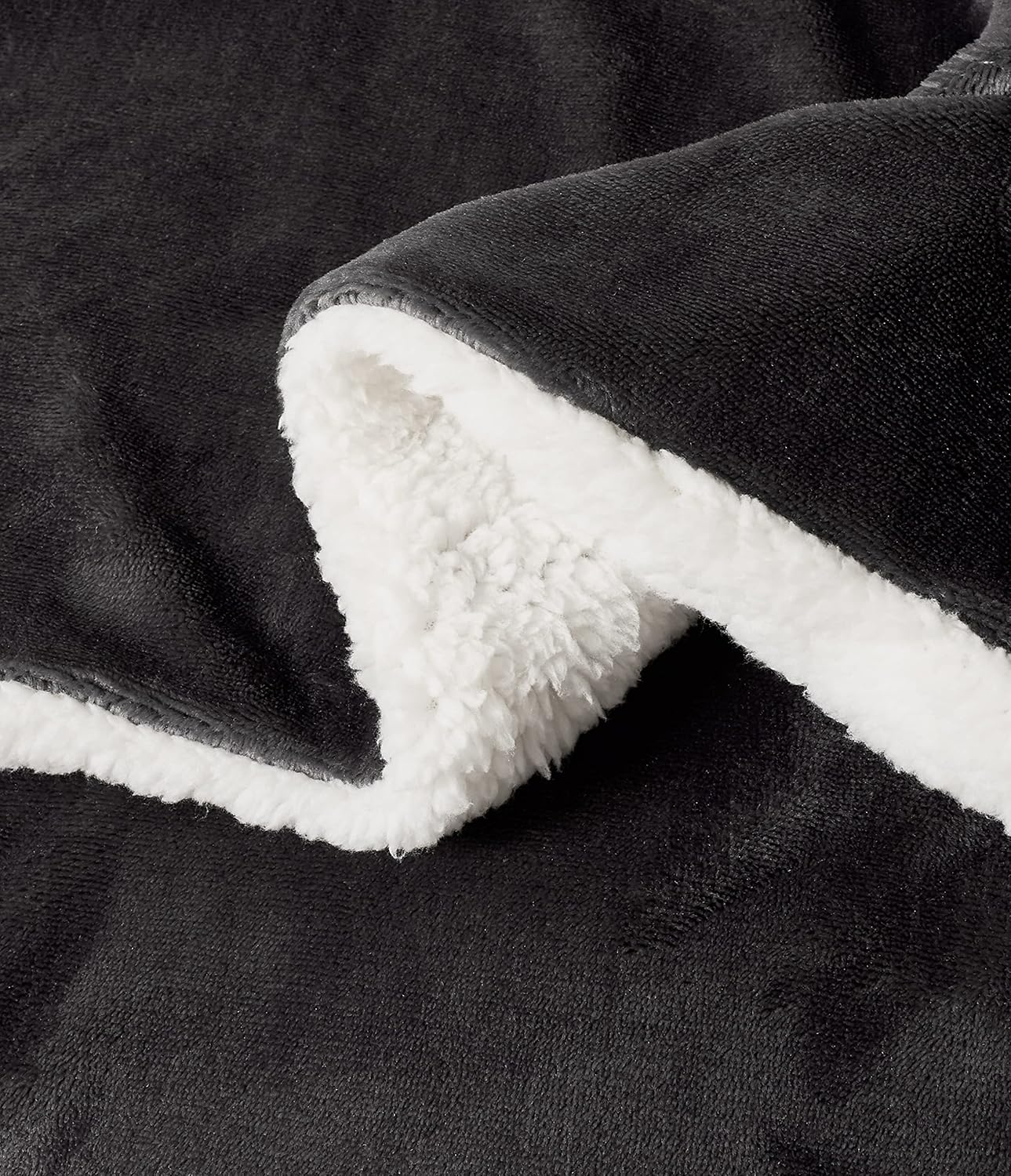 Teddy Sherpa Twin-Pack European Pillowcases - Soft Reversible Velvet & Sherpa Cushion Covers - Machine Washable with Zipper Closure -  65x65cm - Charcoal
