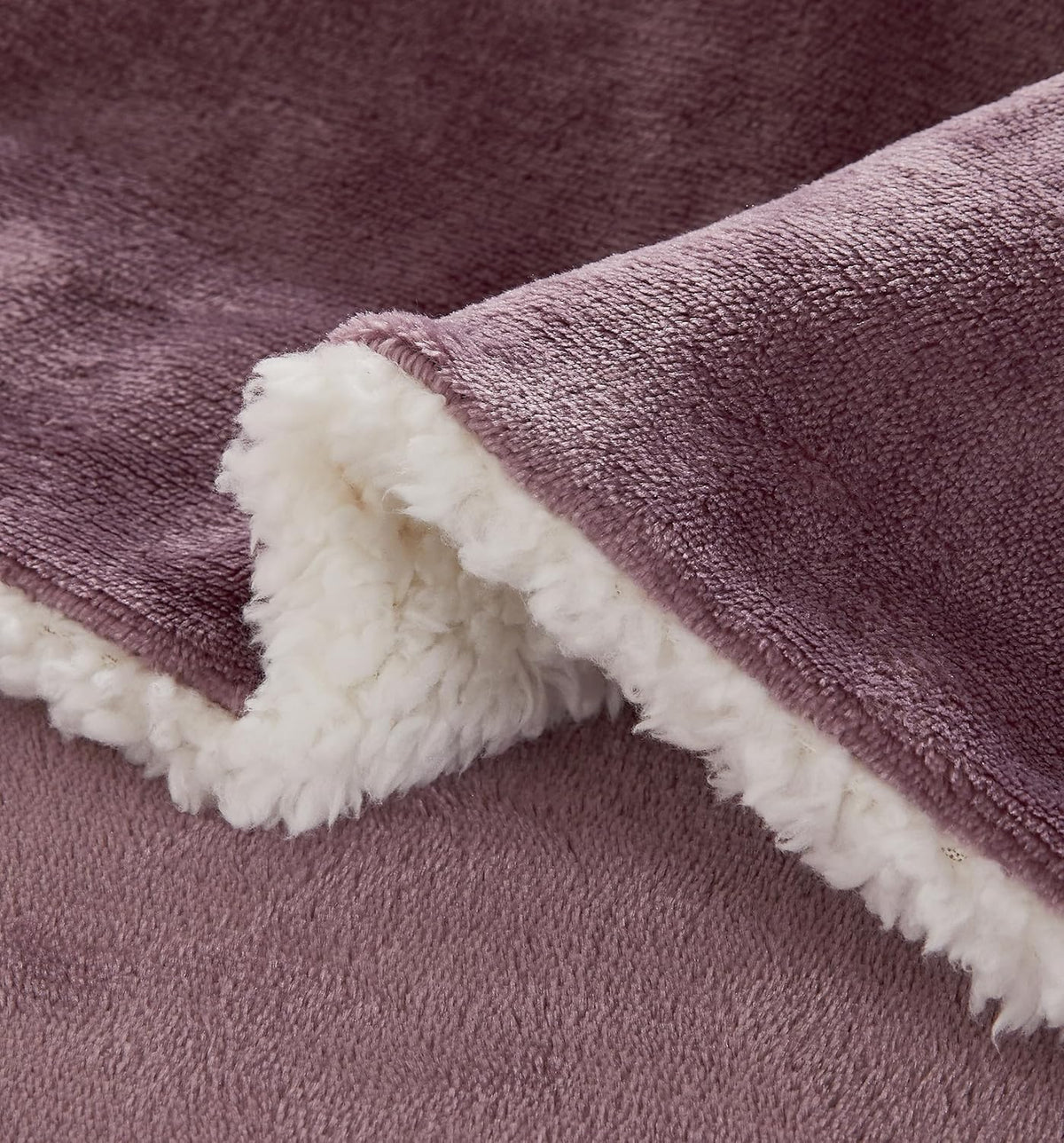 Teddy Sherpa Twin-Pack European Pillowcases - Soft Reversible Velvet & Sherpa Cushion Covers - Machine Washable with Zipper Closure -  65x65cm - Mauve
