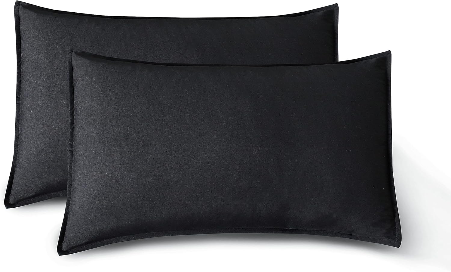 Vintage Washed Microfibre King Pillowcases - Ultra Soft & Skin-Friendly - Set of 2 - 50cm x 90cm (Black)