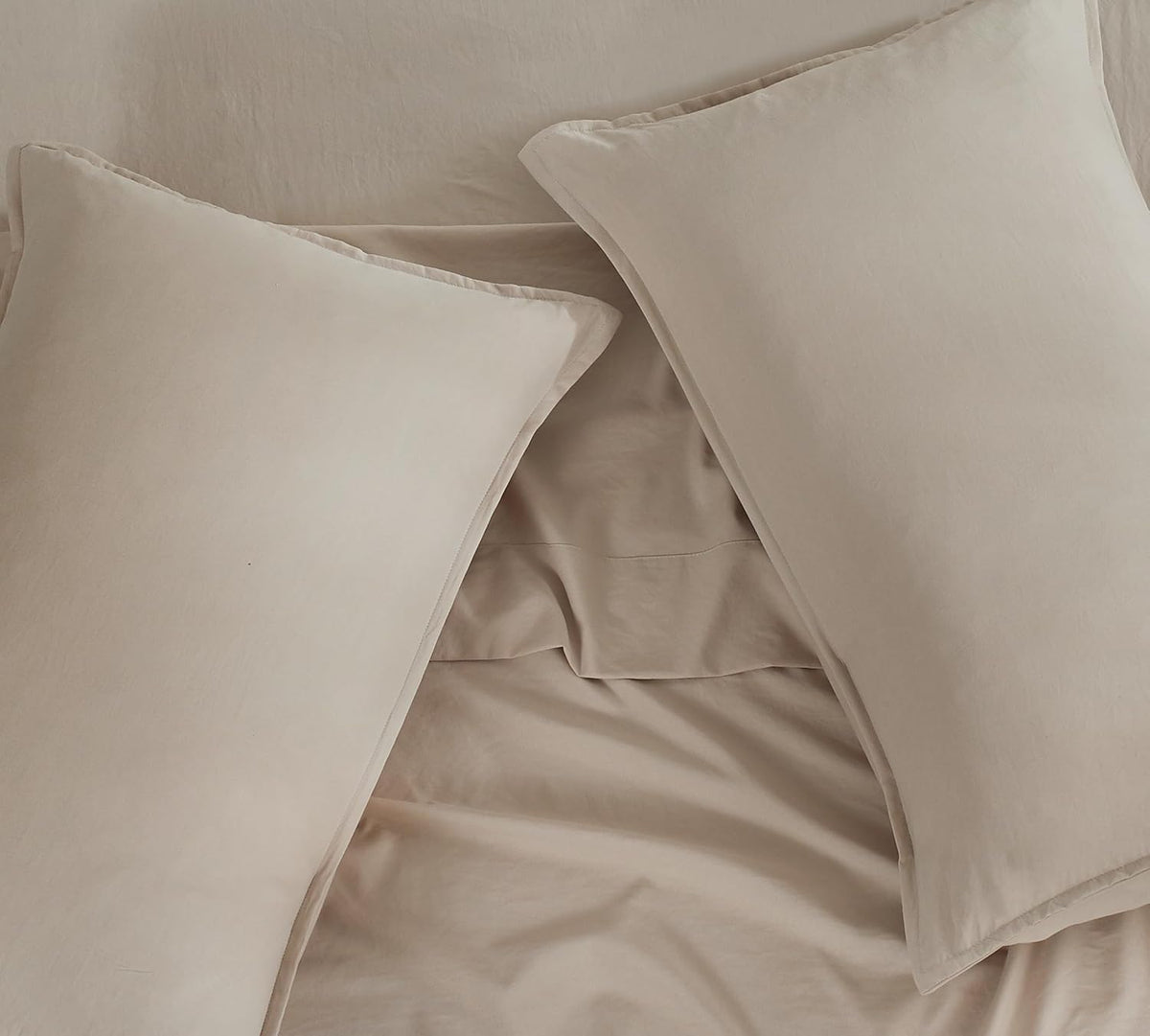 Vintage Washed Microfibre King Pillowcases - Ultra Soft & Skin-Friendly - Set of 2 - 50cm x 90cm (Linen)