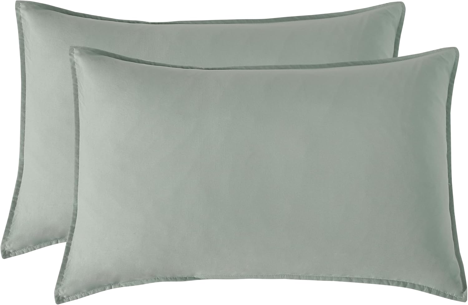 Vintage Washed Microfibre King Pillowcases - Ultra Soft & Skin-Friendly - Set of 2 - 50cm x 90cm (Sage)