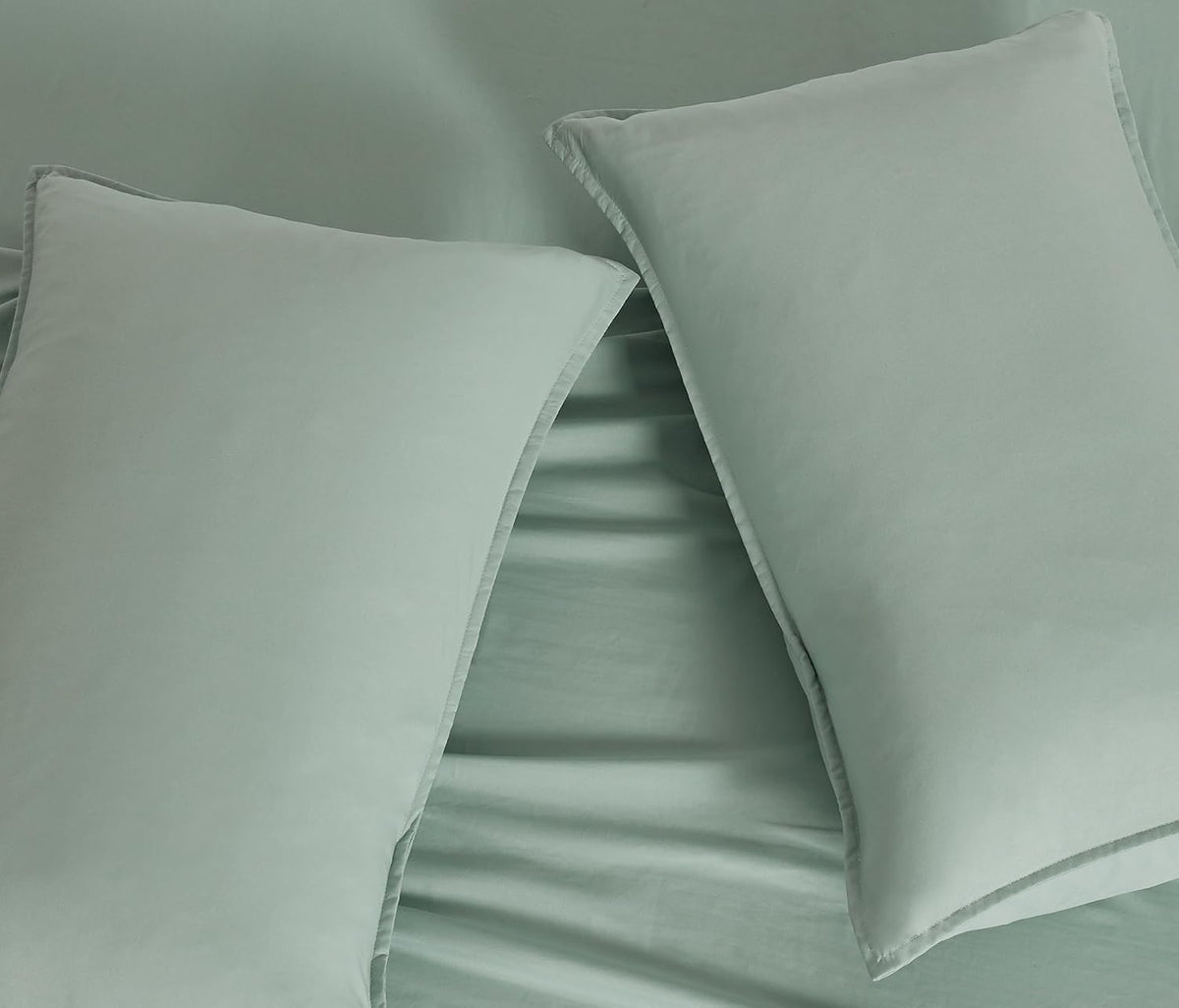 Vintage Washed Microfibre King Pillowcases - Ultra Soft & Skin-Friendly - Set of 2 - 50cm x 90cm (Sage)