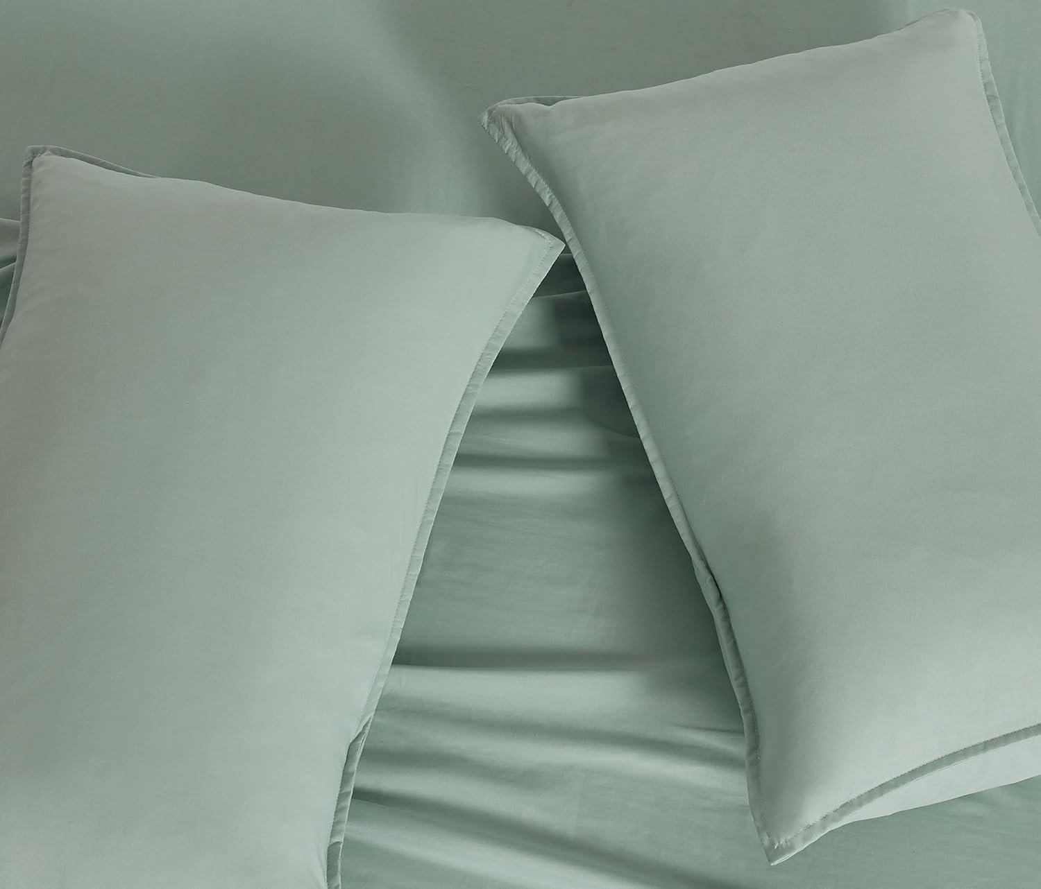 Vintage Washed Microfibre King Pillowcases - Ultra Soft & Skin-Friendly - Set of 2 - 50cm x 90cm (Sage)