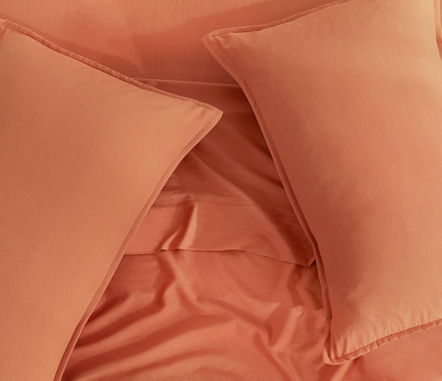 Vintage Washed Microfibre King Pillowcases - Ultra Soft & Skin-Friendly - Set of 2 - 50cm x 90cm (Terracotta)