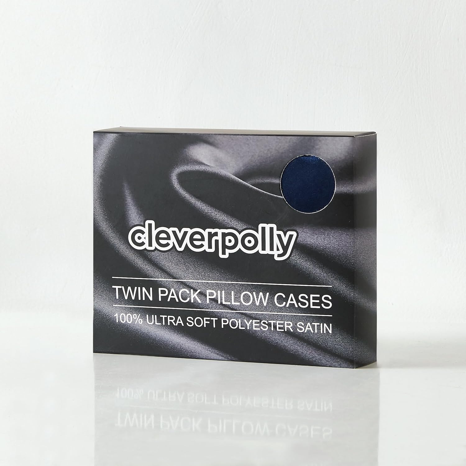 Satin Pillowcases - Silky Soft Polyester Satin with Zipper Closure - Navy Blue, 48cm x 73cm (Twin Pack)