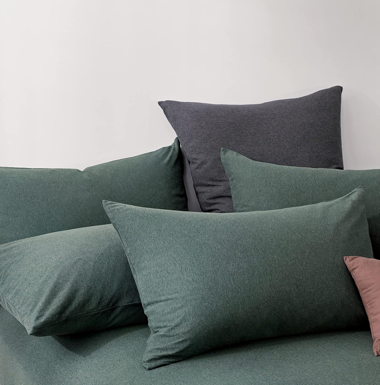 100% Jersey Cotton Quilt Cover Set - Green - Super King