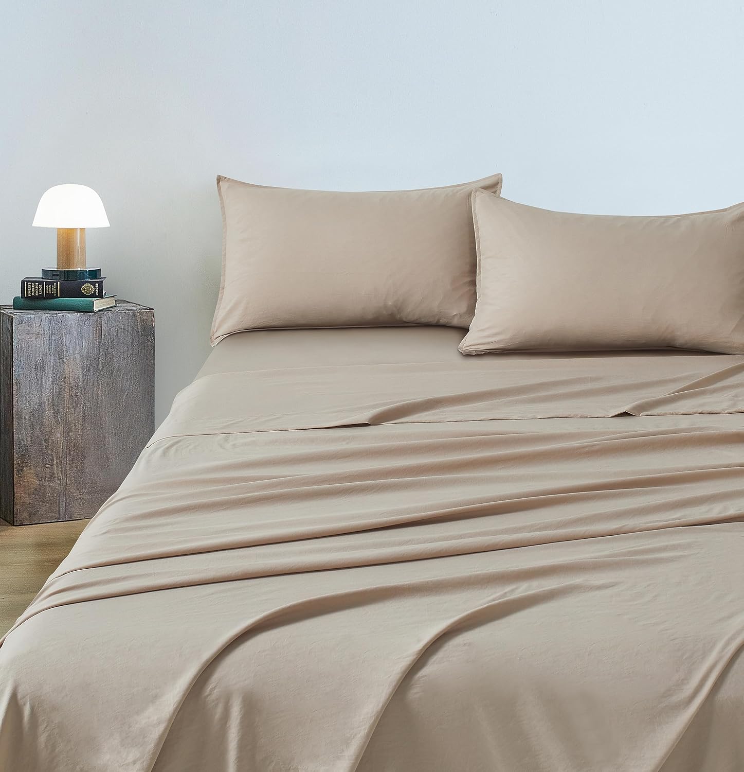 Vintage Washed Microfibre Sheet Set with 2 Pillowcases - Linen - Super King