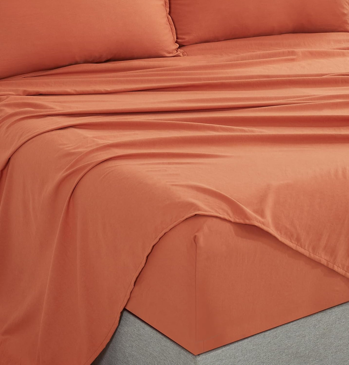 Vintage Washed Microfibre Sheet Set with 2 Pillowcases - Terracotta - Super King