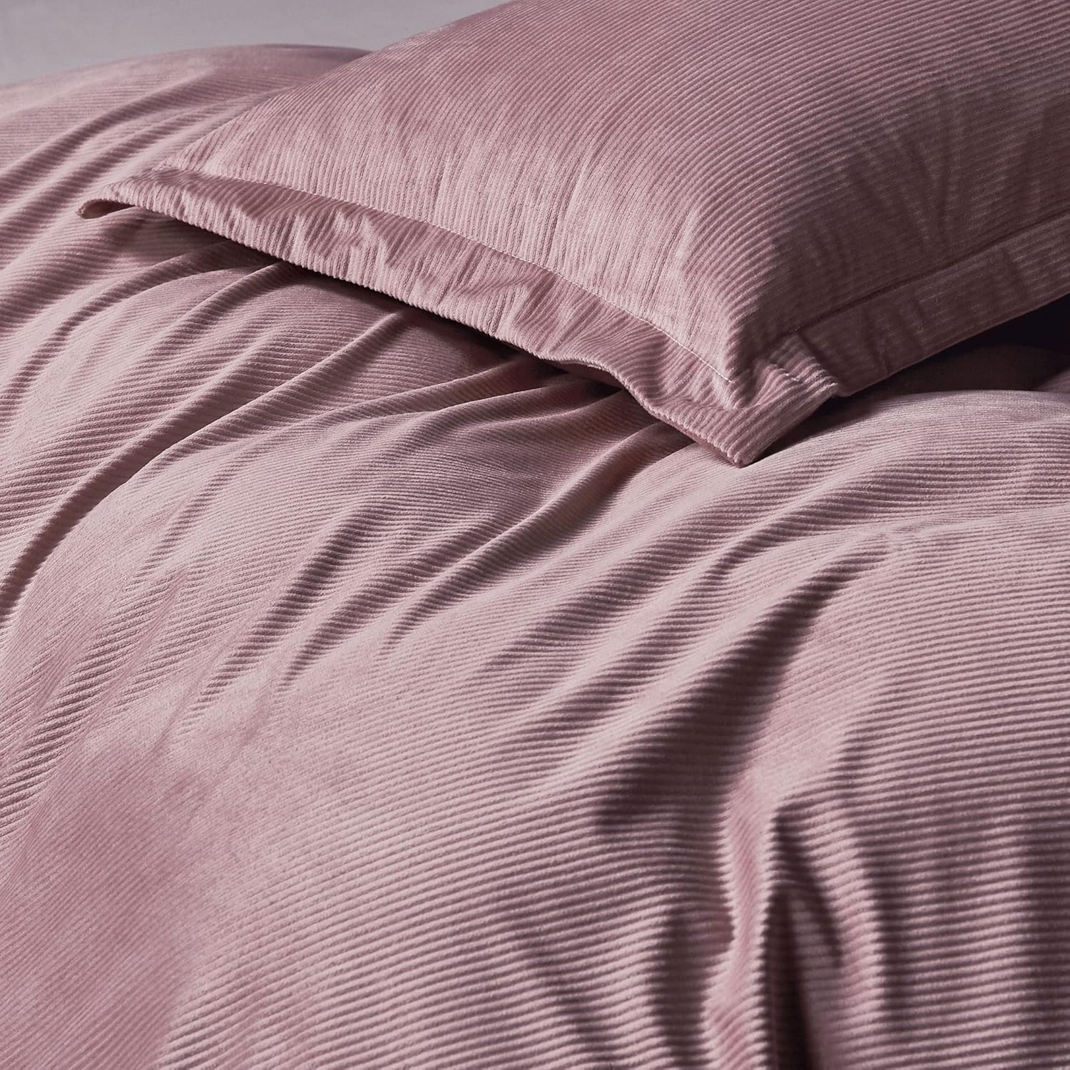 CleverPolly Set of 2 Super Soft Corduroy Velvet Standard Pillowcase - Dusty Pink