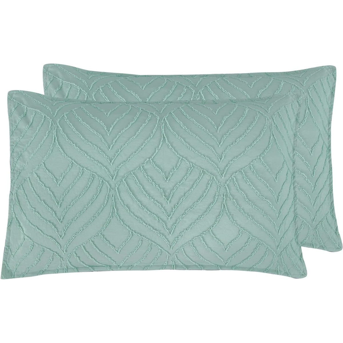 Cleverpolly 100% Premium Microfibre Tufted Standard Pillowcases - Set of 2 Luxurious Standard Pillow Cover with Elegant Design - Sage