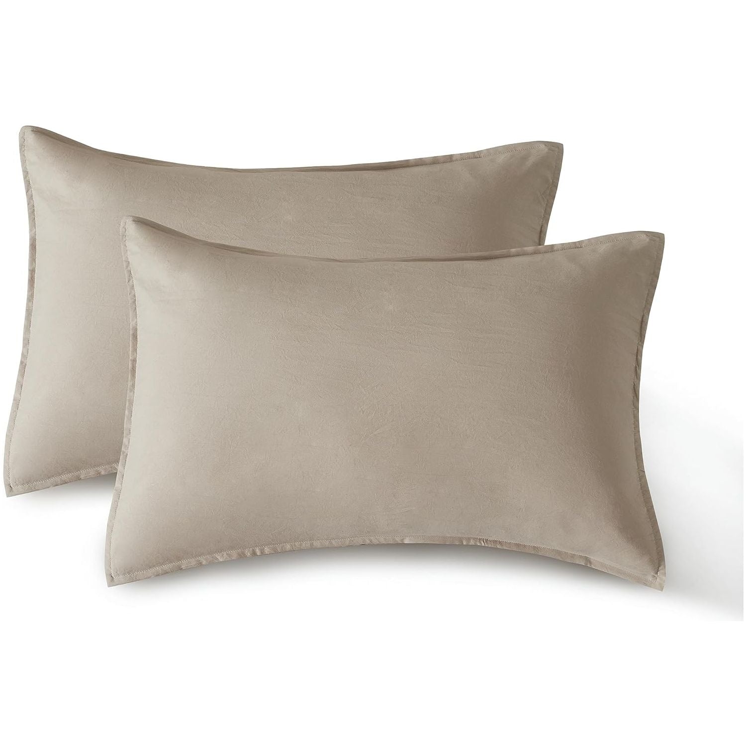 CleverPolly Vintage Washed Microfibre Standard Pillowcases - Set of 2 Luxurious Standard Pillow Covers - Linen