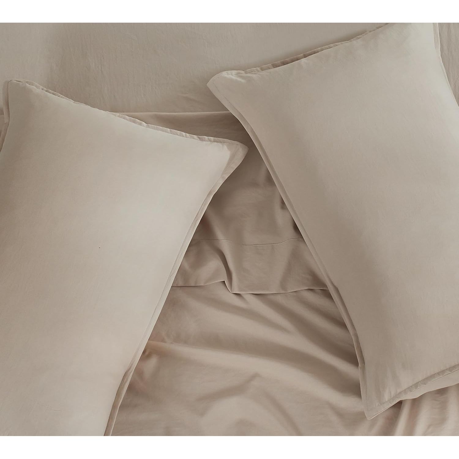 CleverPolly Vintage Washed Microfibre Standard Pillowcases - Set of 2 Luxurious Standard Pillow Covers - Linen