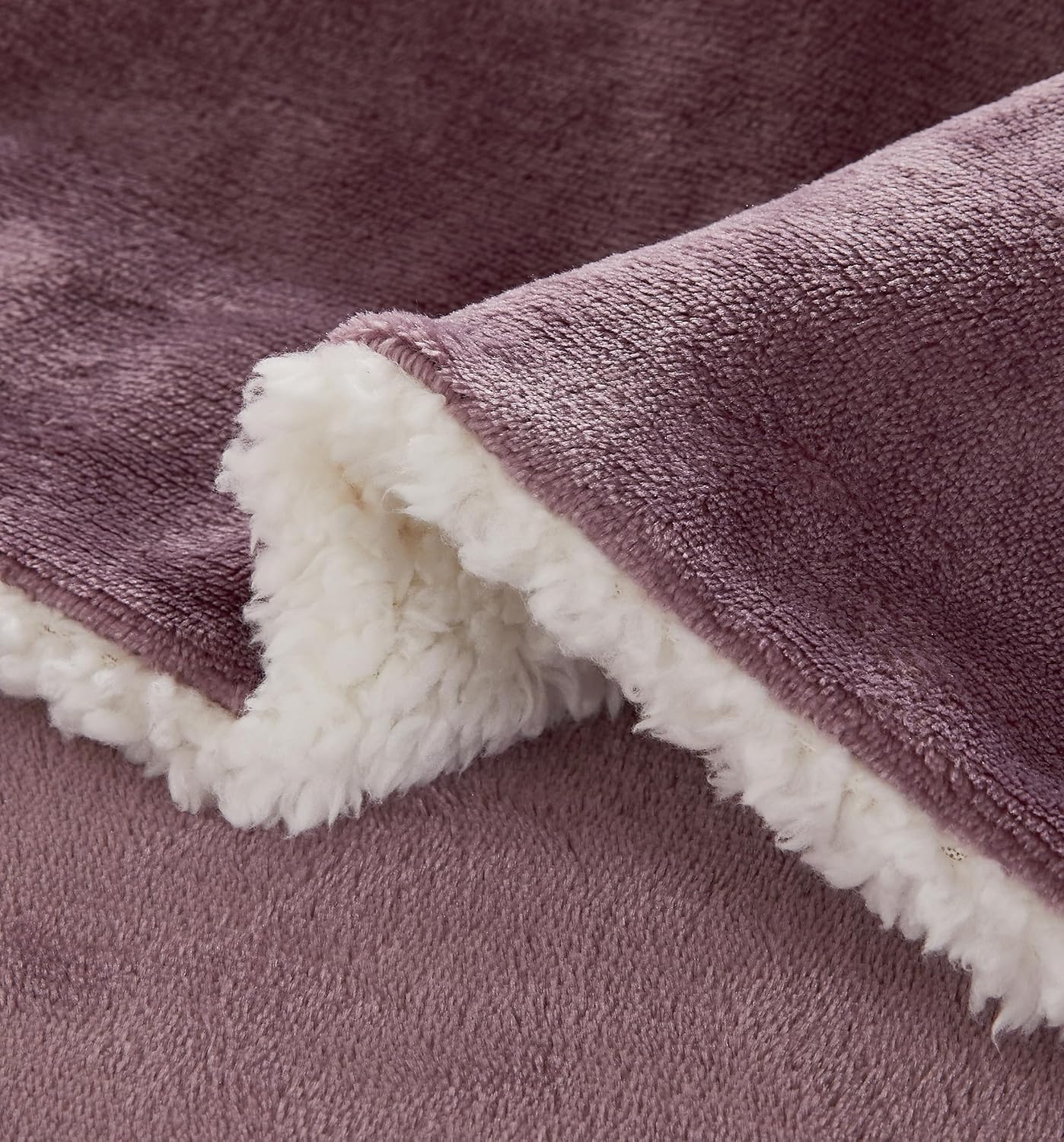 Teddy Sherpa Twin-Pack Standard Pillowcases - Soft Reversible Velvet & Sherpa Cushion Covers - Machine Washable with Zipper Closure -  48x73cm - Mauve