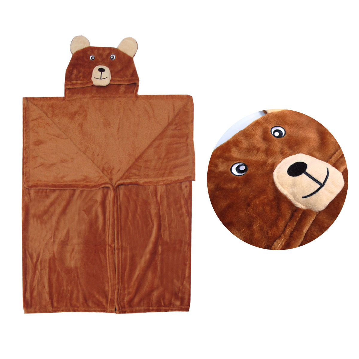 Hooded Wrap &amp; Snuggle Animal Blanket Throw Rug Bear