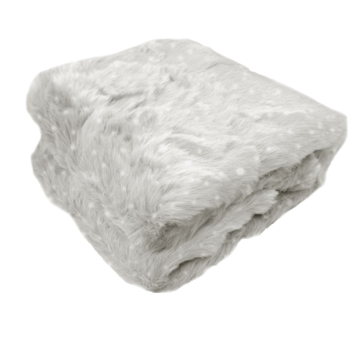 Ariana Long Fleece Faux Fur Throw Rug Silver Dot