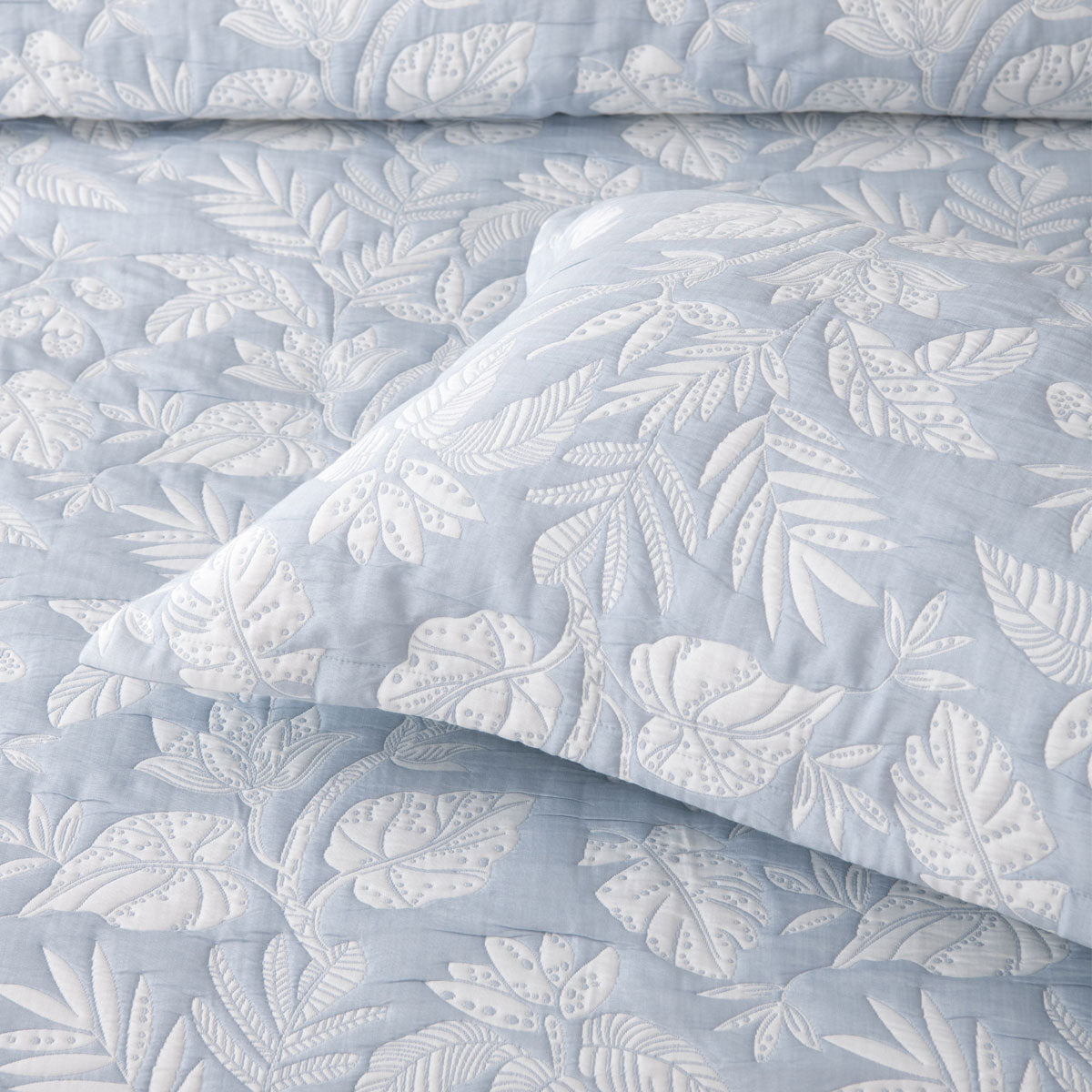 Bianca Laurieton Blue Jacquard Botanical Bedspread Set King Single