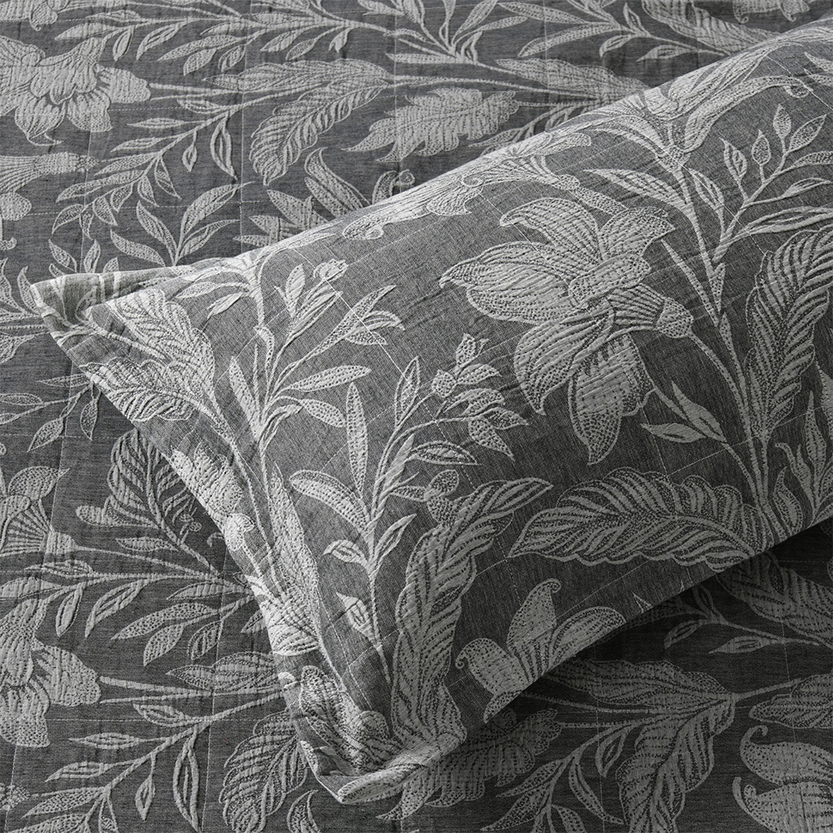 Bianca Maidstone Grey Floral Jacquard Bedspread Set King