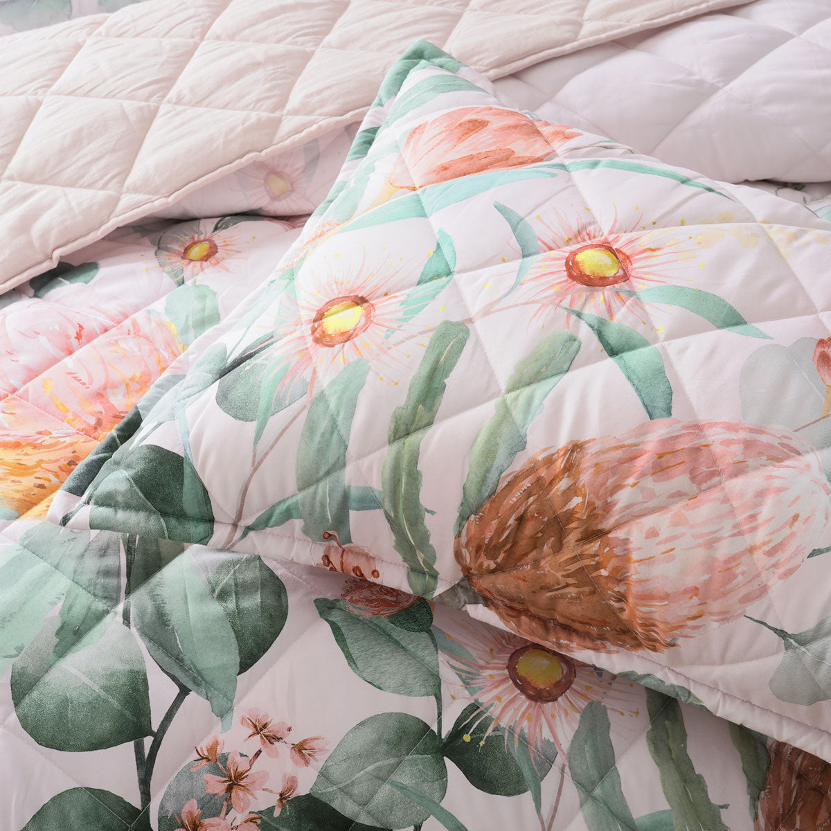 Bianca Sidney Blush Printed Floral Bedspread Set Double