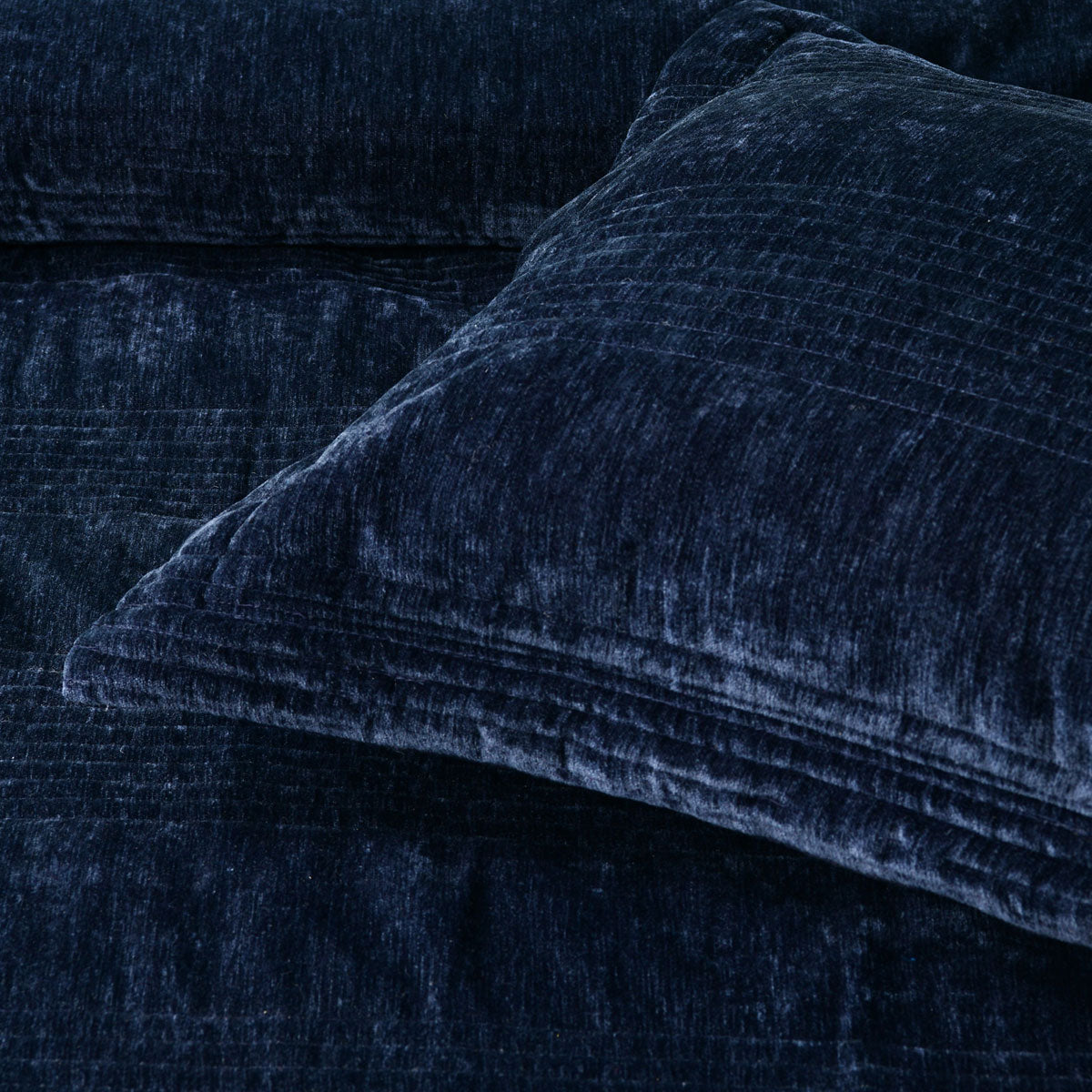 Bianca Cyrano Indigo Soft Velvet Polyester Quilted Coverlet Set Single/Double