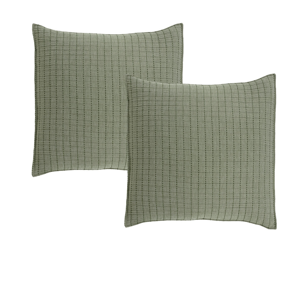Bianca Pair of Bari Green European Pillowcases 65 x 65cm