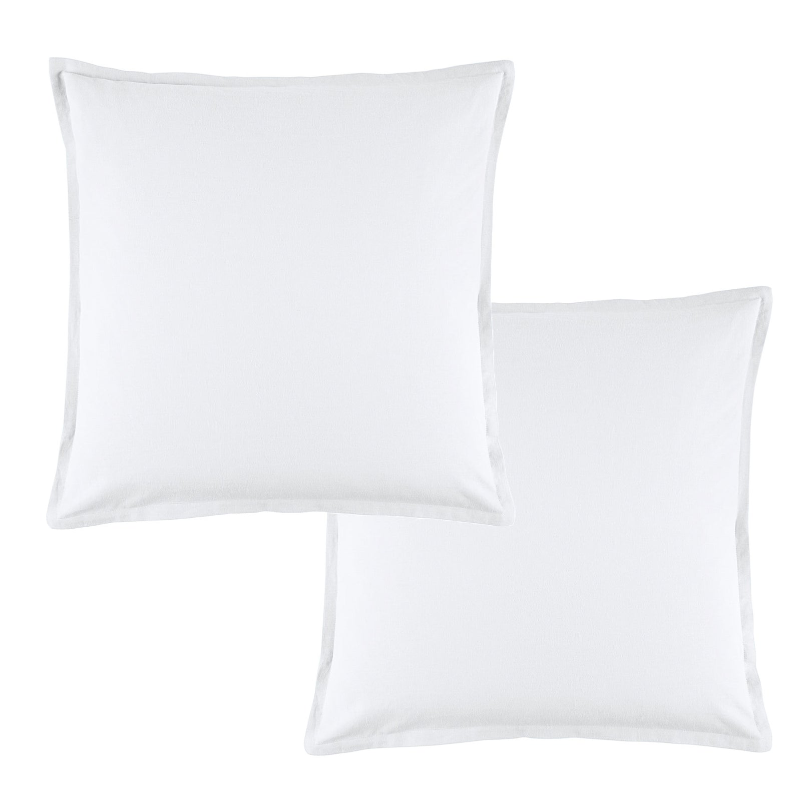 Bianca Pair of Wellington White Linen Cotton European Pillowcases 65 x 65 cm