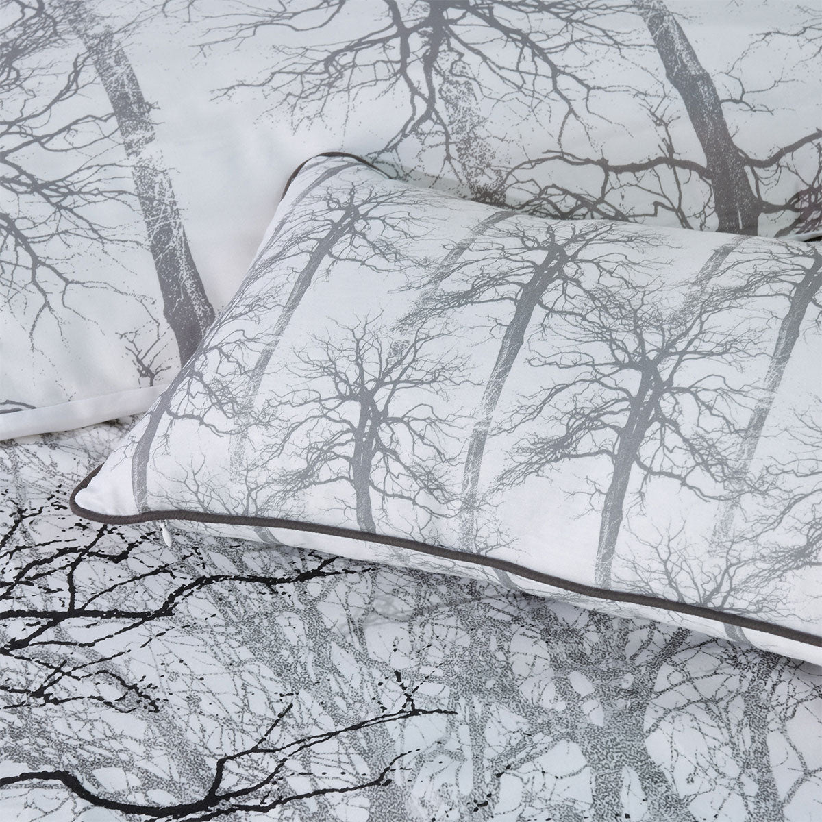 Bianca Myrtleford Grey Cotton Sateen Quilt Cover Set Super King