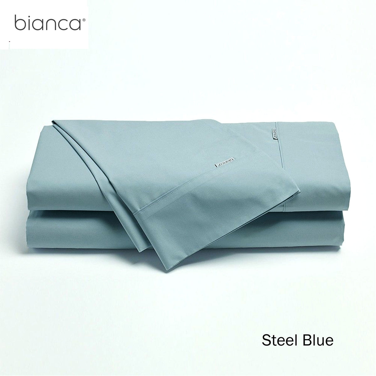 Bianca Heston Cotton Percale Sheet Set Steel Blue King Single