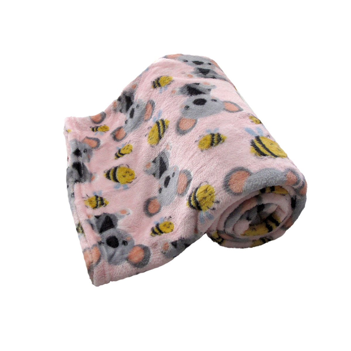 190GSM Girls Cute Ultra Soft Coral Fleece Throw 127 x 152cm Bees &amp; Koalas