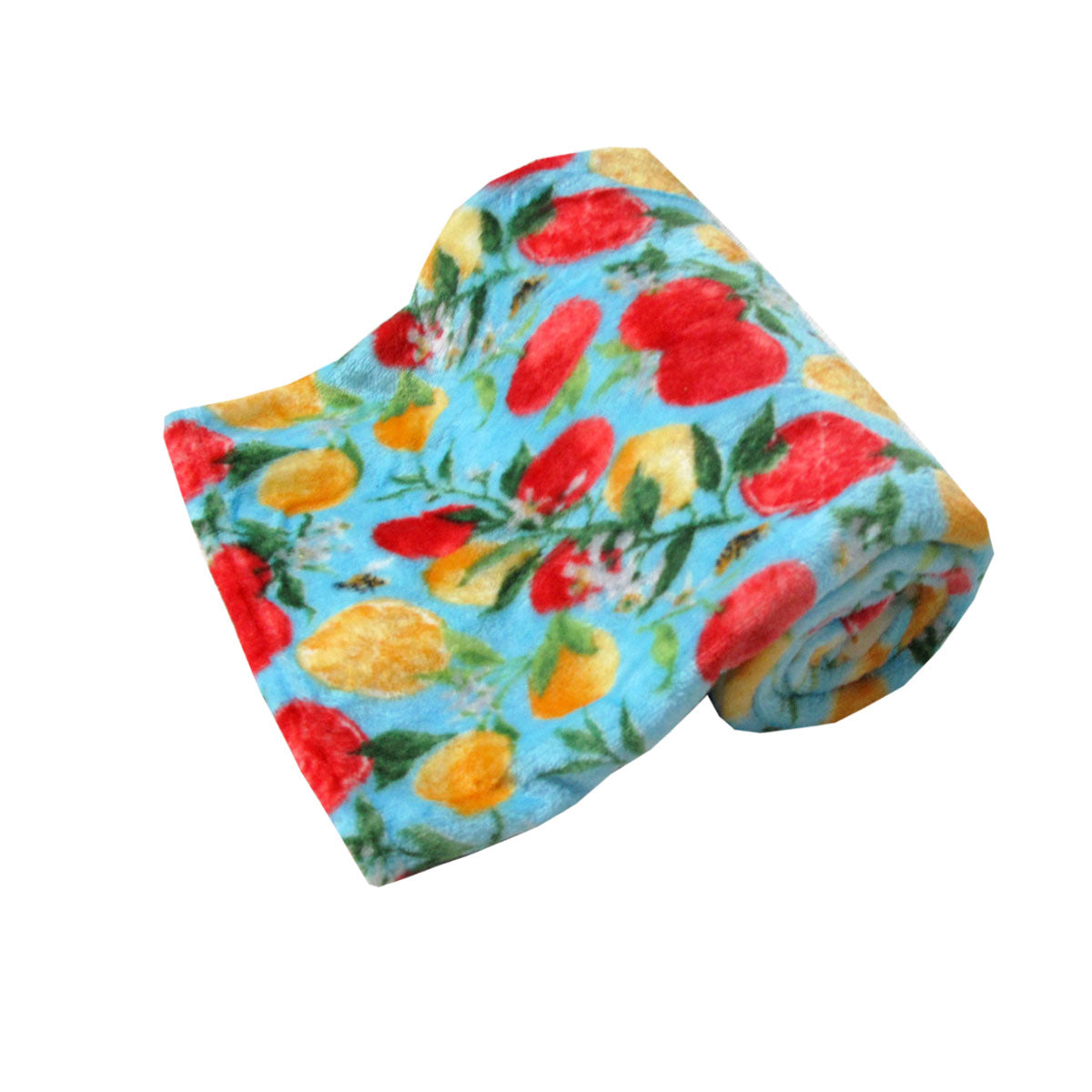 190GSM Fashion Printed Ultra Soft Coral Fleece Throw 127 x 152cm Fruit &amp; Bees