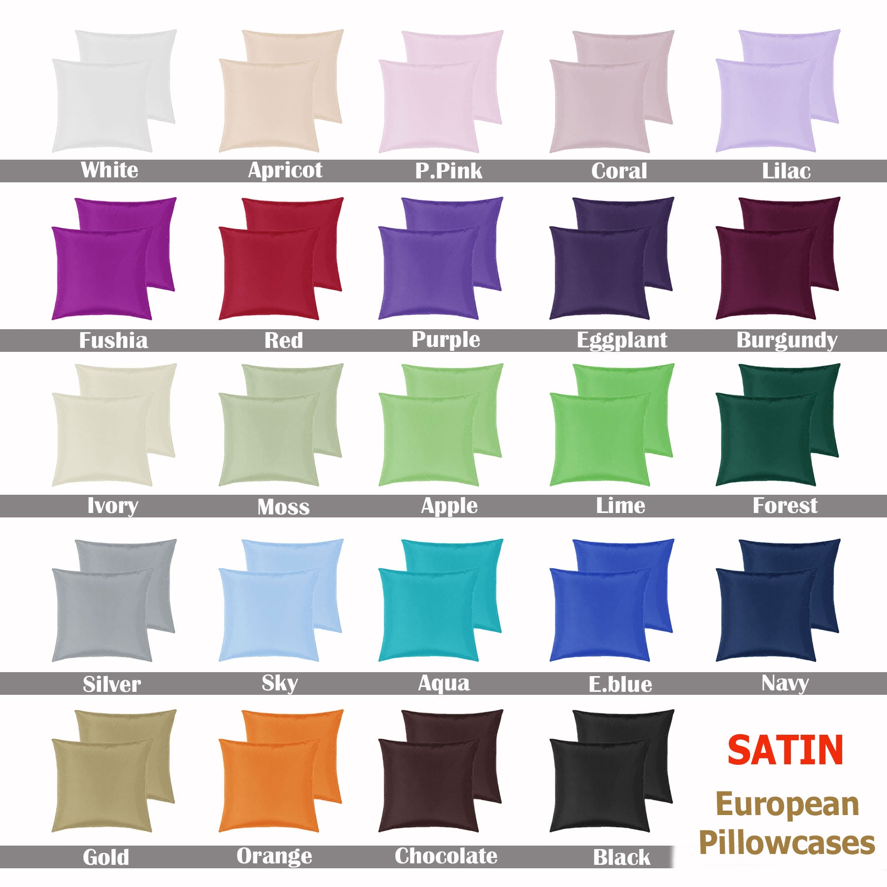 PepperMIll Satin European Pillowcases ( Pair ) ORANGE